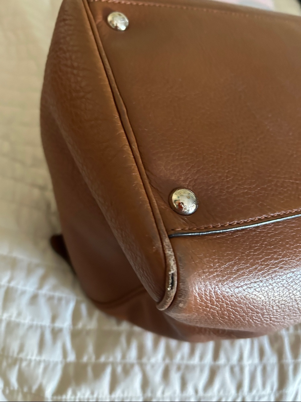 Ferragamo Caramel Pebbled Leather Bag - Picture 7 of 10